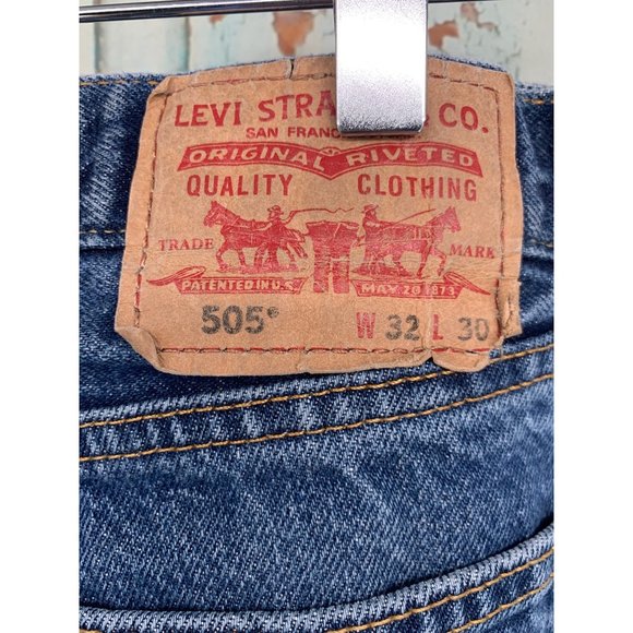Levi Straight Fit Mens 32x 27 ALTERED (2.5” Hemmed can be released) Dark Blue Wa - Picture 7 of 9
